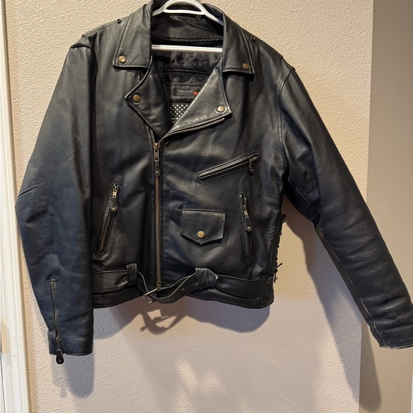 Dream Apparel Vintage Leather Motorcycle Jacket Men’s L “Live to Ride” Eagle - Picture 2 of 9